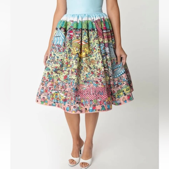 Modcloth Unique Vintage Where's Waldo Fairground Summer Darcy Swing Dress Large - Picture 3 of 13